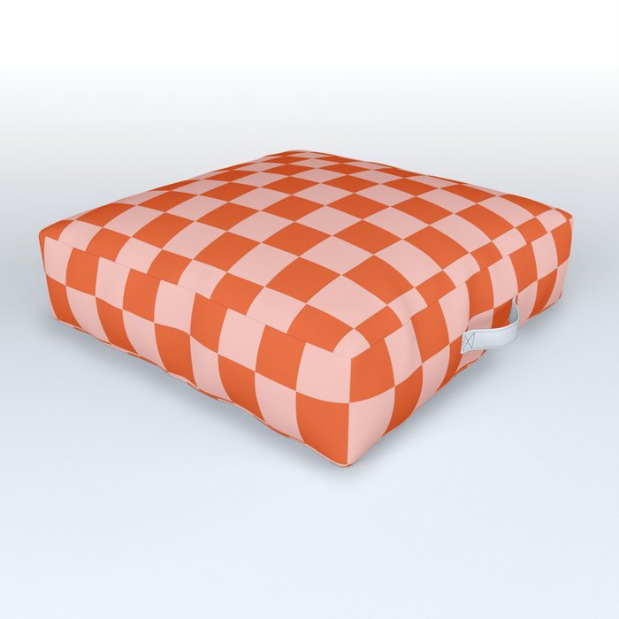 Checkered Up | Tomato & Blush Outdoor Floor Cushion