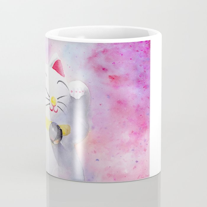 Maneki Neko Lucky Cat Welcome To The Spring Art Watercolor Painting By Suisai Genki Coffee Mug By Suisaigenki Society6