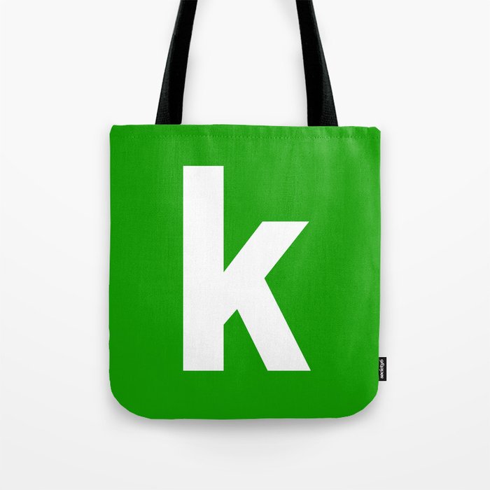 letter K (White & Green) Tote Bag