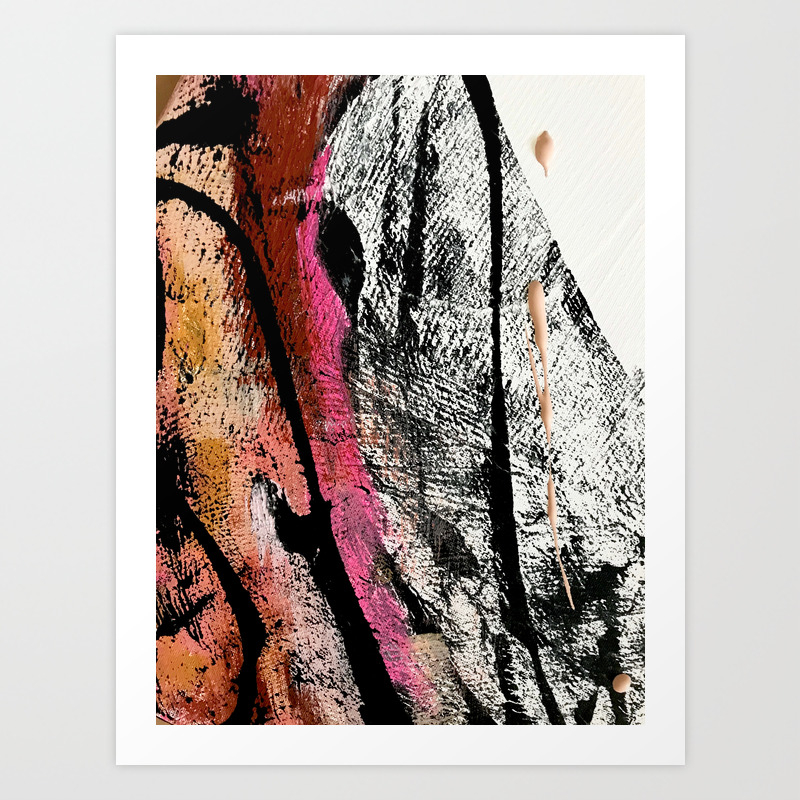Motivation 2 A Colorful Vibrant Abstract Piece In Pink Red Gold Black And White Art Print By Blushingbrushstudio Society6