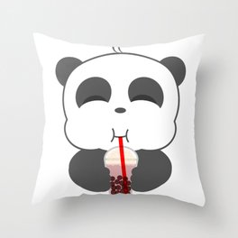 Panda loves Bubble Tea Throw Pillow