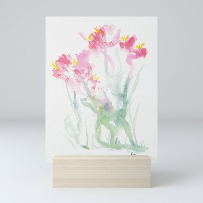 Pink Watercolor Flowers Mini Art Print