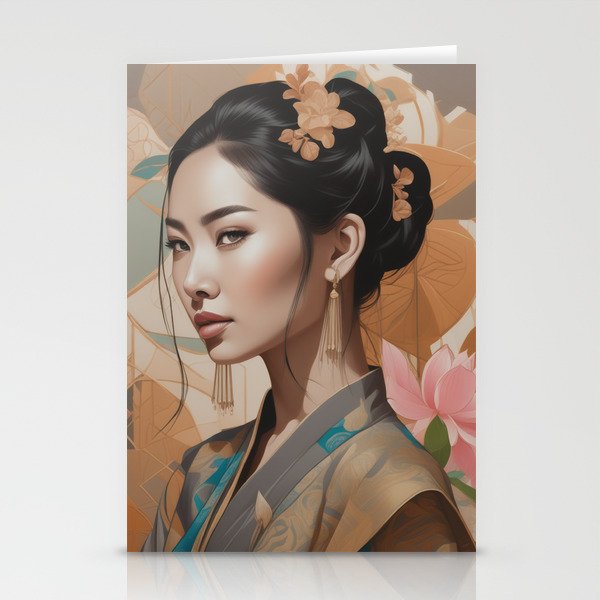 Elegance in Silk: Thai-Chinese Portrait Stationery Cards