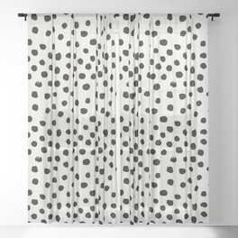 Preppy brushstroke free polka dots black and white spots dots dalmation animal spots design minimal Sheer Curtain