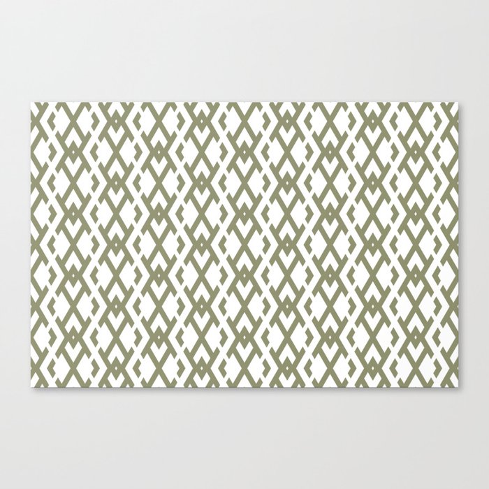 Green and White Diamond Zig Zag Pattern Pairs DE 2022 Trending Color Desert Sage DET505 Canvas Print