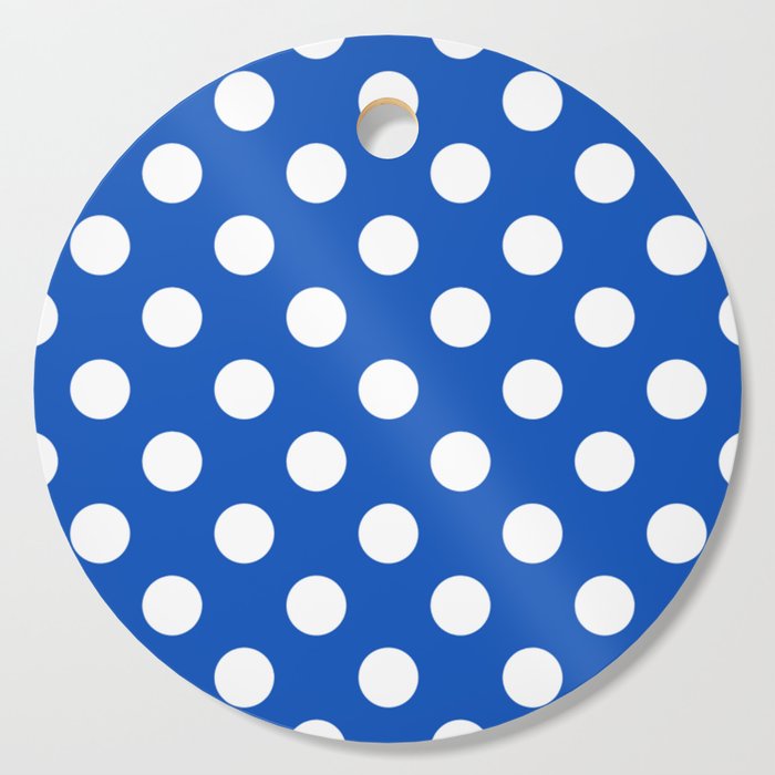 Sapphire - blue - White Polka Dots - Pois Pattern Cutting Board
