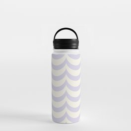 Pastel Lilac Purple and Antique White Wave Pattern Water Bottle