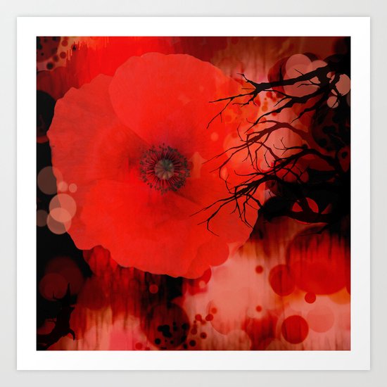 Poppy in a spooky night Art Print