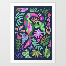 Tropical Toucan Green pattern Art Print