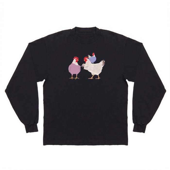 Chickens Knitting Long Sleeve T Shirt