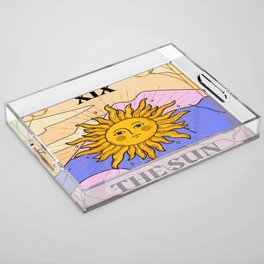 Retro Tarot Card The Sun XIX Acrylic Tray