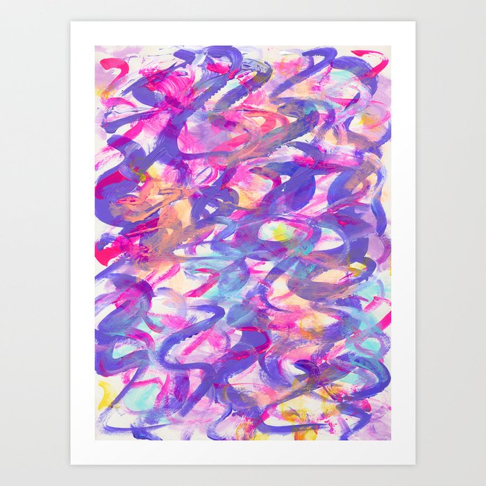Squiggles of Joy and Celebration, Royal Purple and Pink Art Print