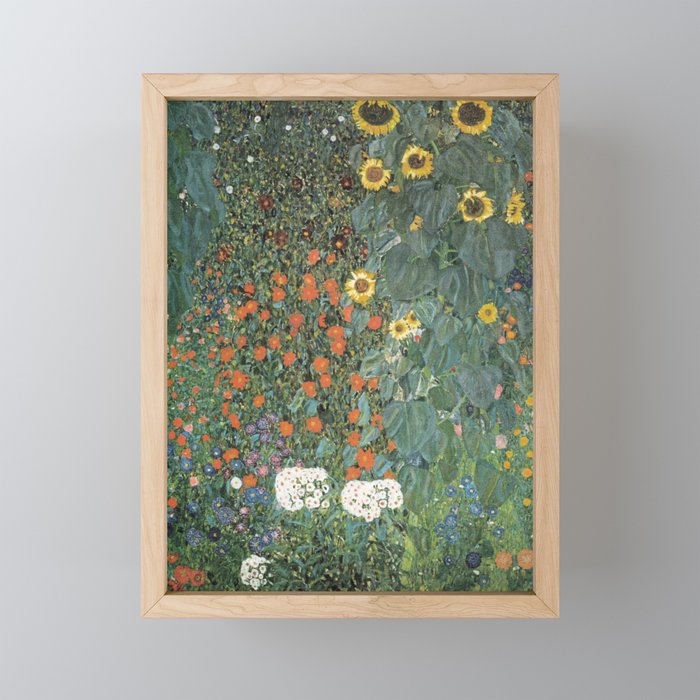 Gustav Klimt - Farm Garden with Sunflowers Framed Mini Art Print