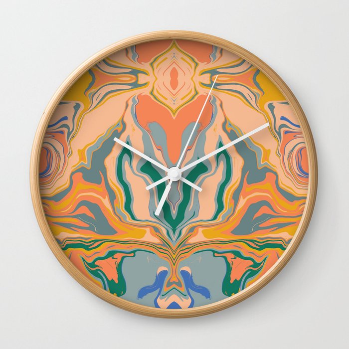 Symmetrical liquify abstract swirl 03 Wall Clock
