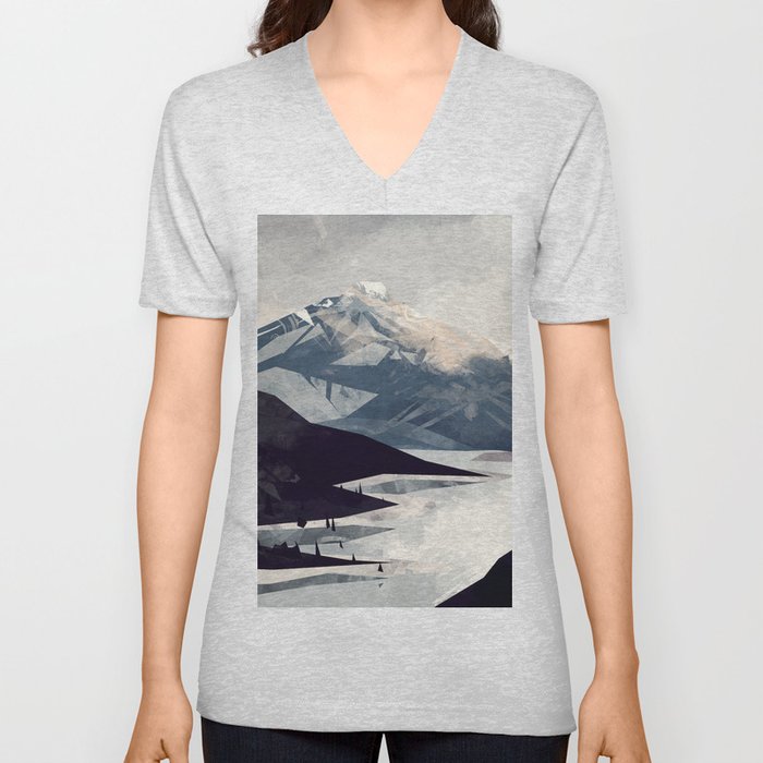 Calming Mountain V Neck T Shirt