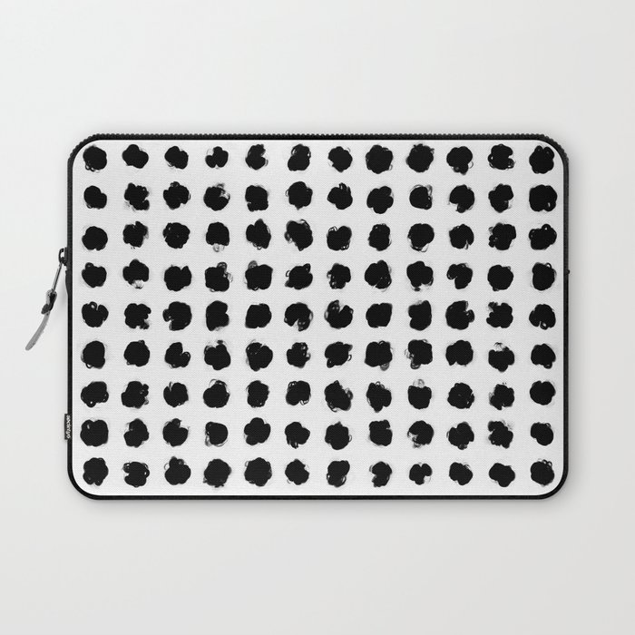 Black And White Minimal Minimalistic Polka Dots Brush Strokes Painting Laptop Sleeve