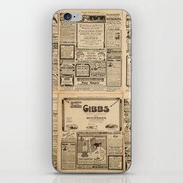 Used paper background. Old newspaper page with vintage advertising iPhone Skin