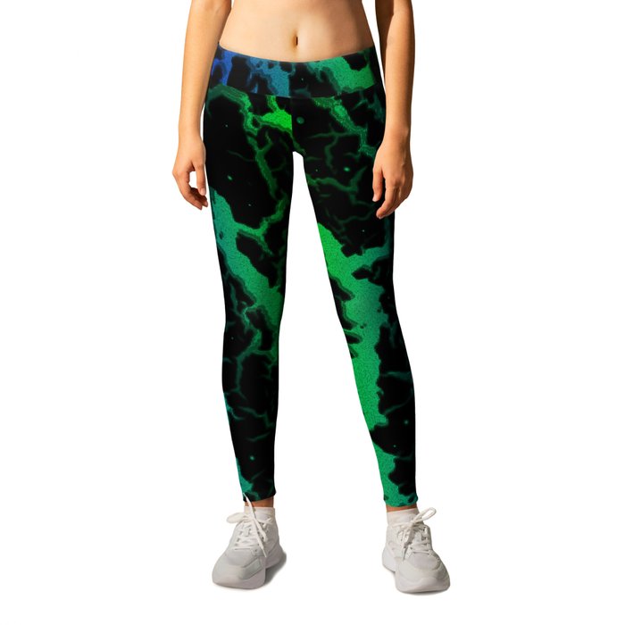 Cracked Space Lava - Blue/Green Leggings