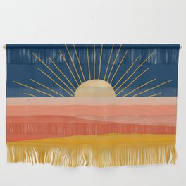 Here comes the Sun Wall Hanging | Retro, Minimal, Graphicdesign, Geo, Desert, Abstract, Modern, Sun, Landscape, Nika 