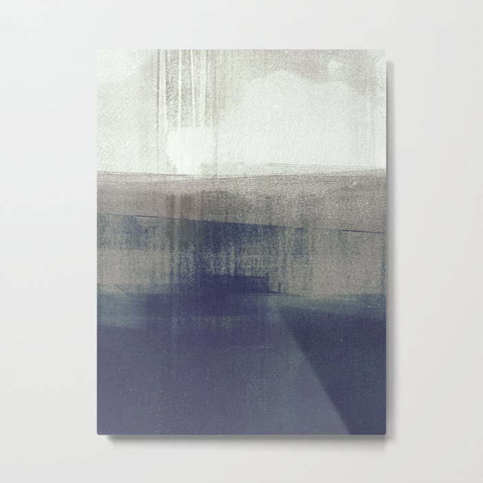 Navy Blue and Grey Minimalist Abstract Landscape Metal Print