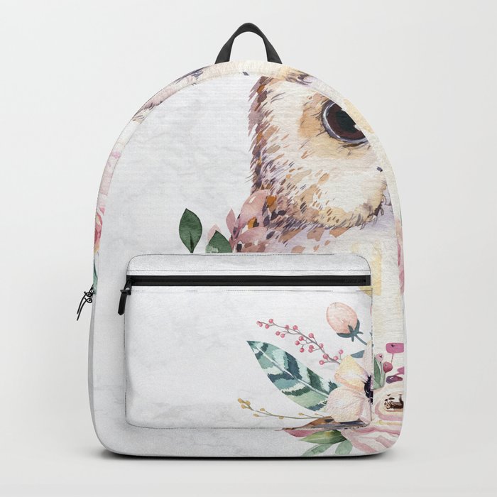 Forest Owl Floral Marble by Nature Magick Backpack