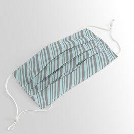 [ Thumbnail: Grey and Powder Blue Colored Lines/Stripes Pattern Face Mask ]