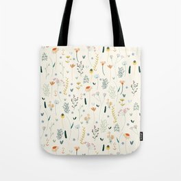Vintage Inspired Wildflower Print Tote Bag | Vibrant, Feminine, Drawing, Botany, Colorful, Flowers, Bold, Trendy, Botanical, Unique 