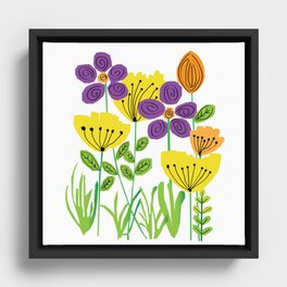 colorful wild flower field Framed Canvas