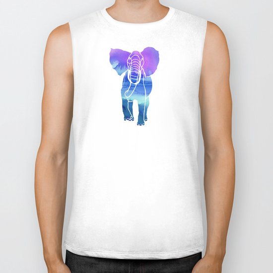 Watercolor Elephant Biker Tank