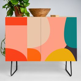 geometry shape mid century organic blush curry teal Credenza
