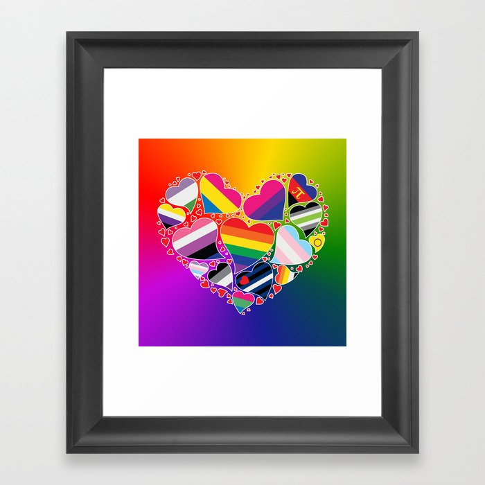 LGBTQA+ Community Pride Heart Framed Art Print