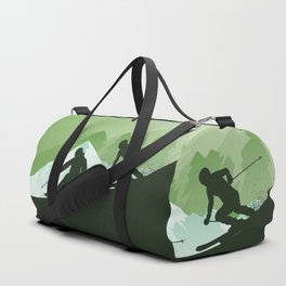 Winter Sport - Best Skiing Design Ever - Green Background Duffle Bag