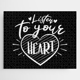 Listen To Your Heart Inspirational Quote Typography Jigsaw Puzzle