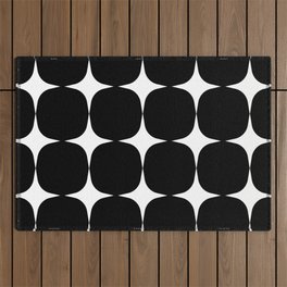Retro '50s Shapes in Black and White Outdoor Rug