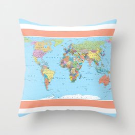 World Map Throw Pillow