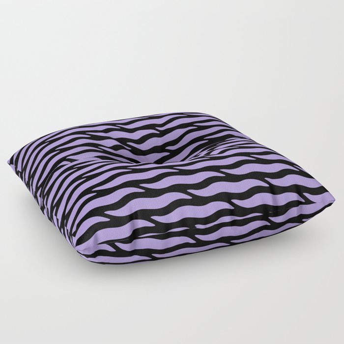 Tiger Wild Animal Print Pattern 339 Black and Purple Floor Pillow
