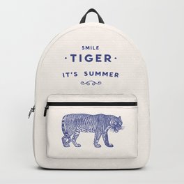 Smile Tiger, it's Summer Backpack | Old, Graphicdesign, Curated, Text, Vintage, Animal, Illu, Tiger, Message, Ink 