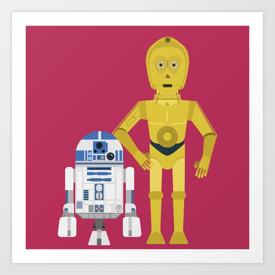 C3P0 and R2D2 vector Art Print