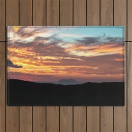 Mount Circeo at Nightfall Landscape Seascape, Italy Outdoor Rug