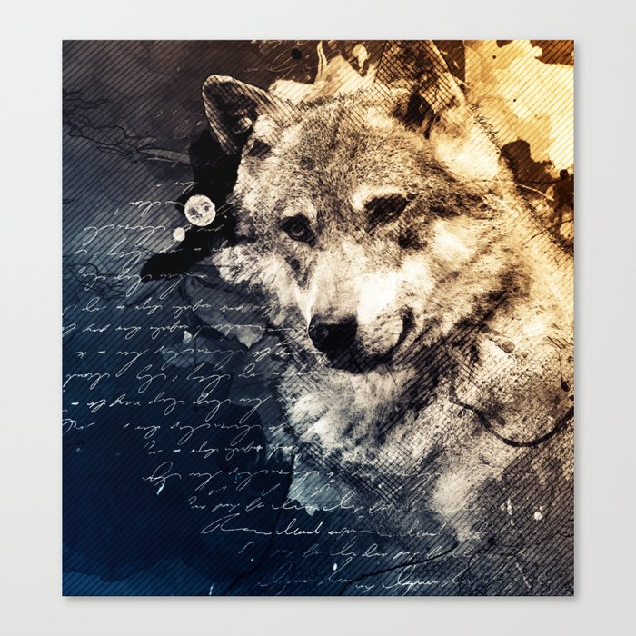 Vintage Wolf Mixed Media Wolf Art Wolf Painting Wolf Decor Best Wolf Cool Wolf Canvas Print By Joannejgg