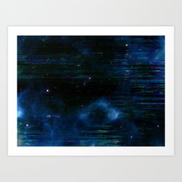 Glitch Blue Cosmos Art Print