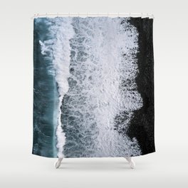 Waves from above on a Black Sand Beach Shower Curtain