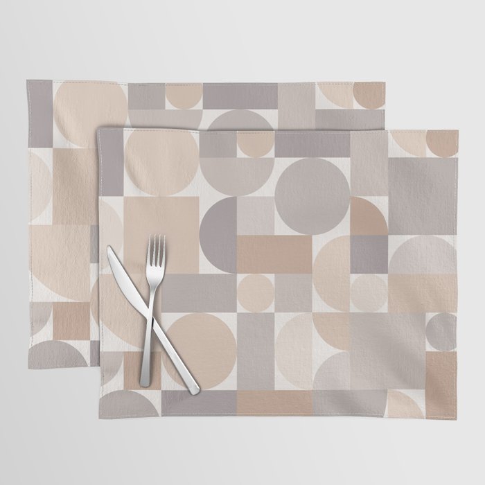 Retro Geometric Abstract Art Taupe 1 Placemat