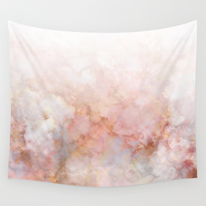 Beautiful Pink and Gold Ombre marble under snow Wall Tapestry