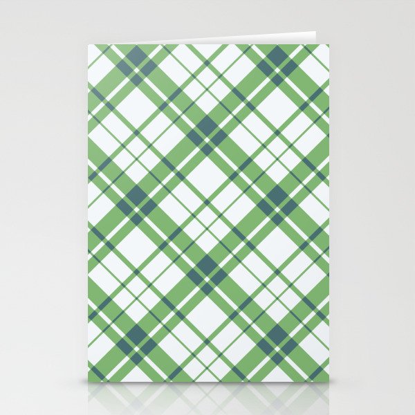 Green diagonal gingham checked Stationery Cards