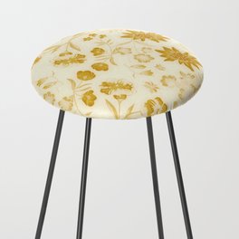 Peony Floral Retro Aesthetic Warm Gold Color Botanical Pattern Counter Stool