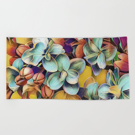 Painted Lilacs Beach Towel