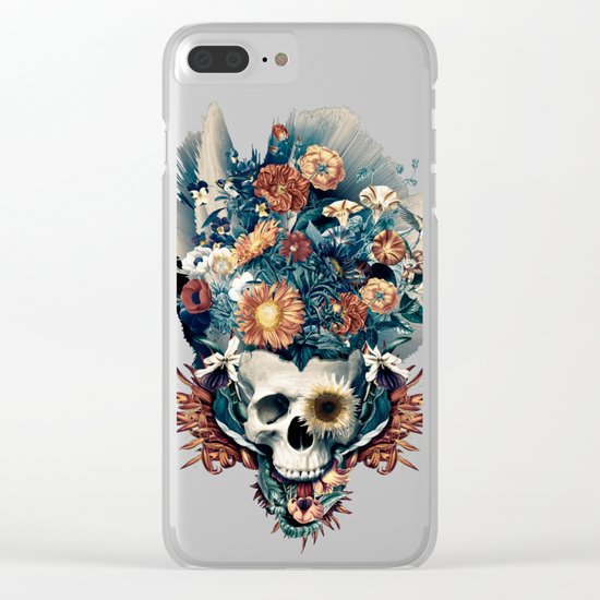 Skull and Flowers Clear iPhone Case