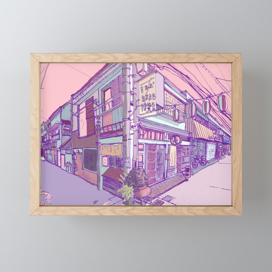 Japanese Houses Aesthetic Street Tokyo Japan Framed Mini Art Print