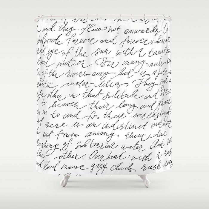 Script Text Book Page Letter Shower, Book Shower Curtain